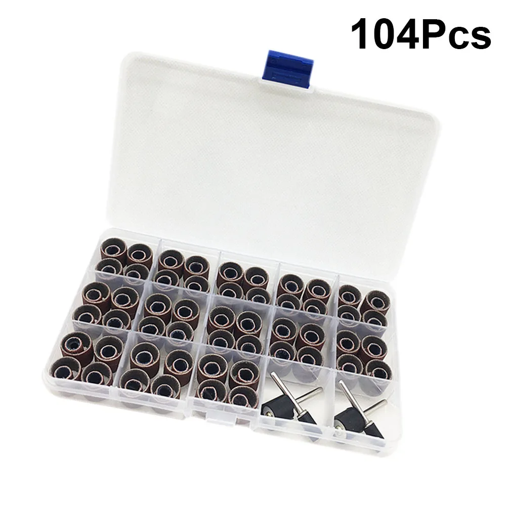 104개 네일 드릴 비트 세트 매니큐어 도구 키트 큐티클 클린 네일 그라인딩 살롱 및 가정용 다크 레드