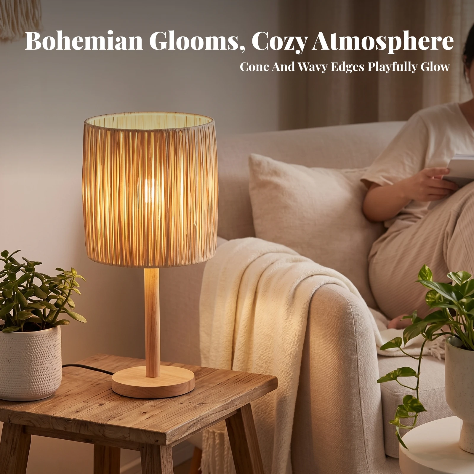 Rattan Lamp Shade Natural Rattan Lampshade Woven Lampshade Farmhouse Woven Lamp Shade Long-Lasting for Living Room, Bedroom