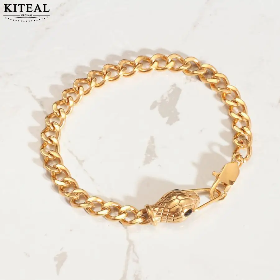 KITEAL Hot sale! Gold Plated bracelet charms Green eyes Snake head bracelet one orientation prices in euros