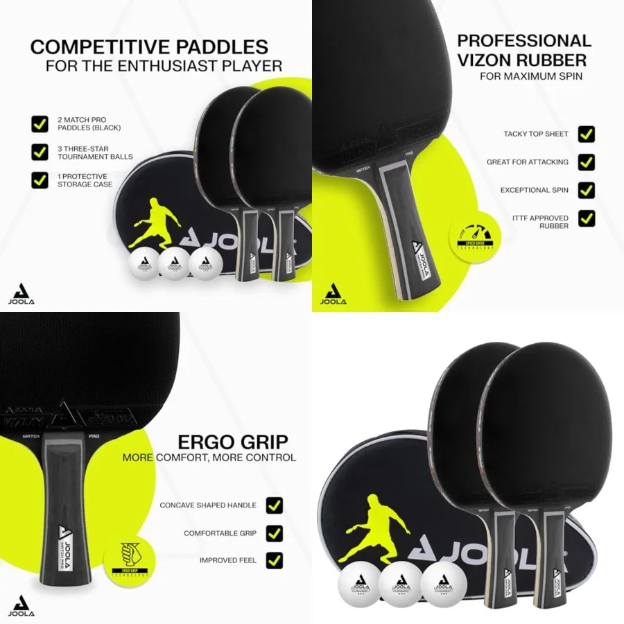 

Duo Pro Ping Pong Paddles Set of 2 - Professional Table Tennis Paddles, Three Advanced 3 Star Tournament Ping Pong Balls and Ca
