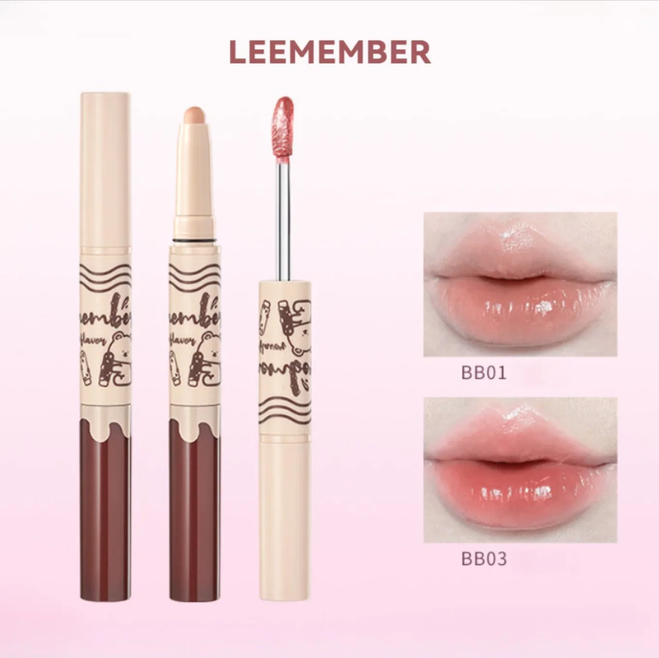 LEEMEMBER Lip Gloss Lip Liner 2-In-1 Lip Pencil Multifunctional Lipstick Pen Makeup