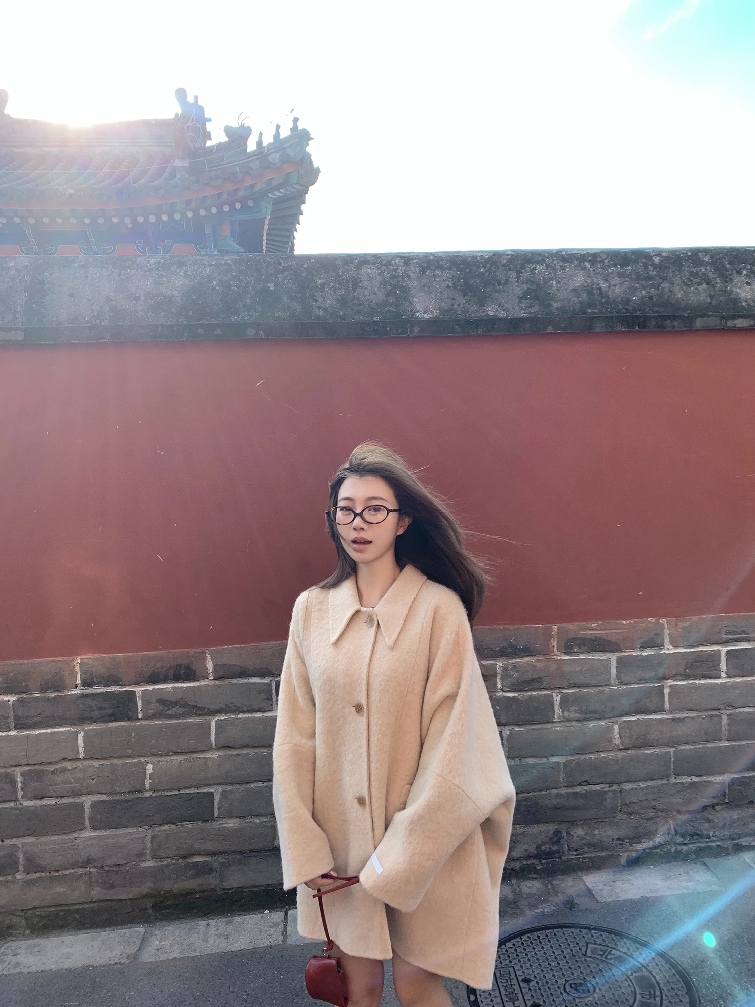 

EEONE924000am Winter Woolen Coat Cute And Comfortable Camel Woolen Coat Commute Sle Long Sve Flip Collar Mid-Length Sin...