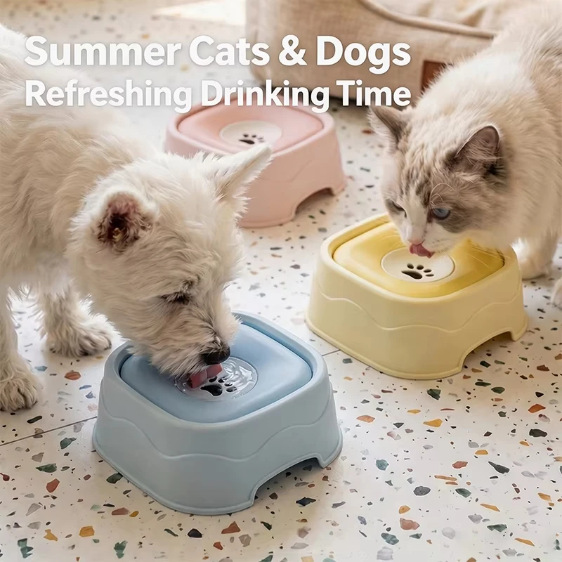 Slow Feeder Water Dispenser Pet Water Bowl with Floating Disk No Spill Dispenser for Dogs Cats Splash-proof Slow Drink Feeder view 2