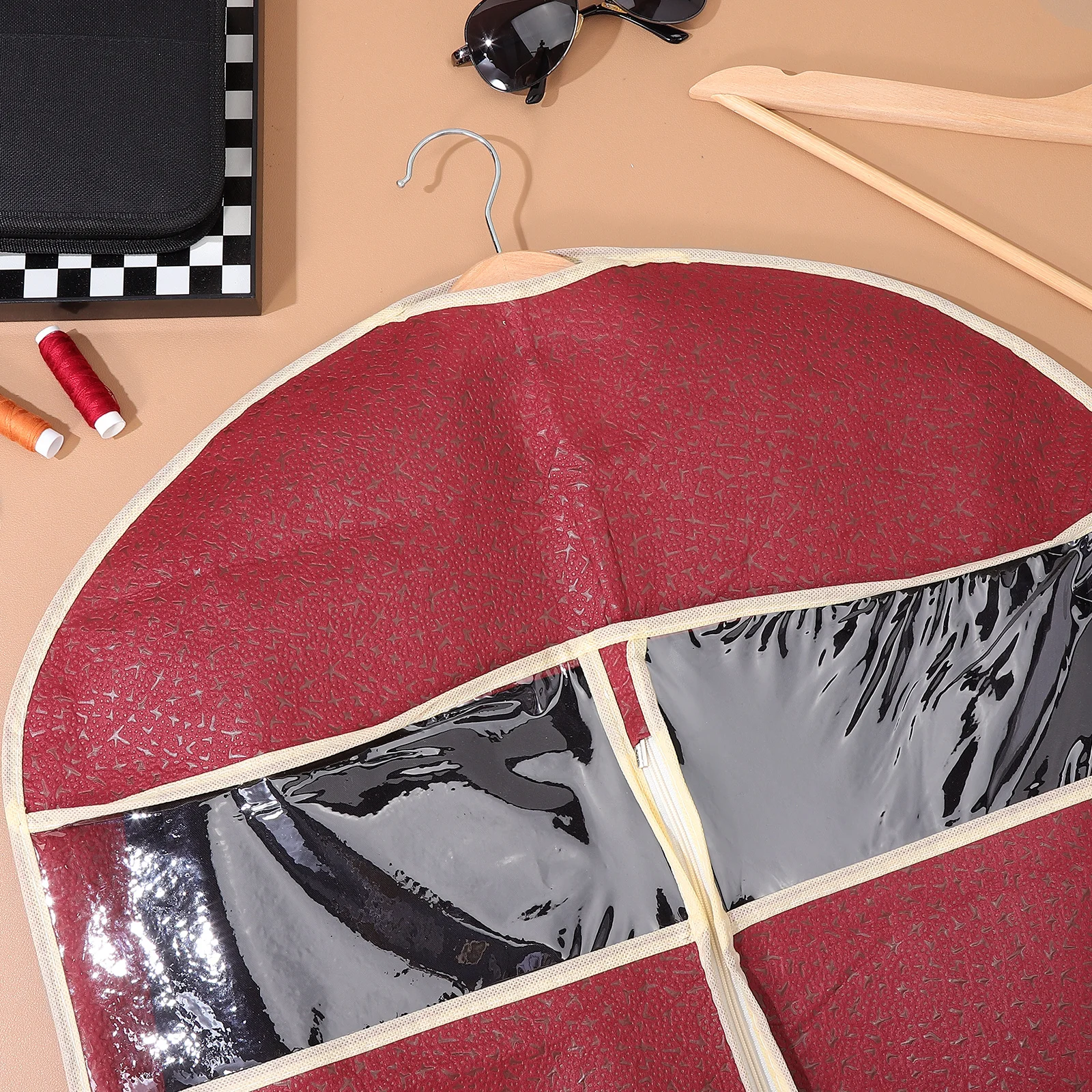 

Dust Cover For Clothes Water Resistant Suit Storage Bag Self-Correcting Zipper Transparent Window Garment Organizer Case M