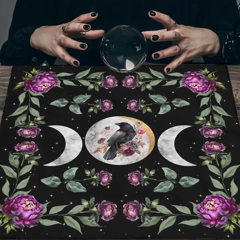 1pc Mystic Tarot Altar Tablecloth, suitable for pagan, witchcraft, astrology, Halloween, and Thanksgiving decorations