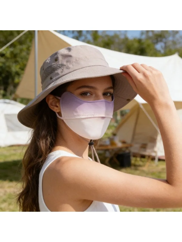AliExpress NONE Summer Ice Silk Sunscreen Mask for Women, UV Protection, Outdoor Cycling, Sunshade, Breathable, Cool Wind, Thin Mask Cotton