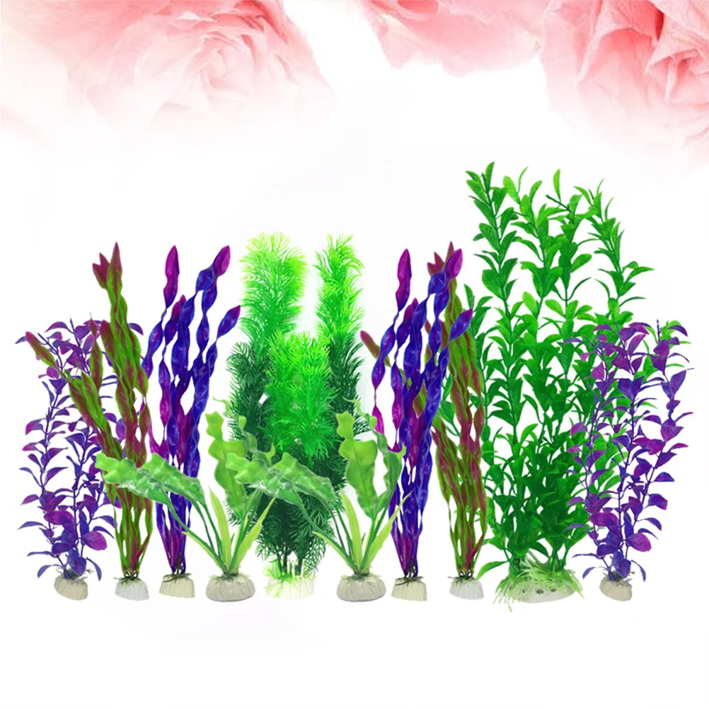 

10Pcs 26x24cm Lifelike Aquarium Plants Fish Tank Decoration Safe for Water Fish Easy to Wash Mini Landscape Aquarium Plants