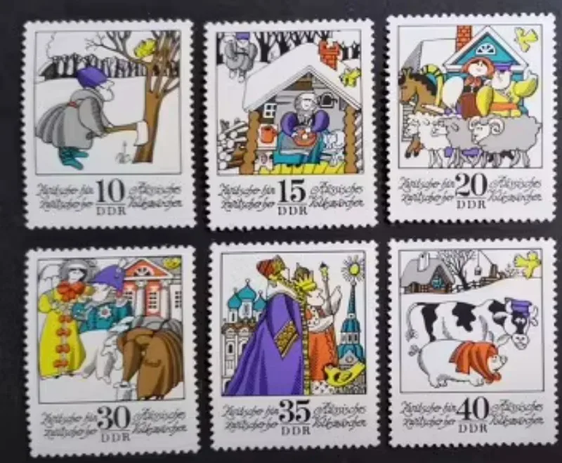 6 PCS, DDR, 1974, Russian Fairy Tale, Real Original Post Stamps, MNH