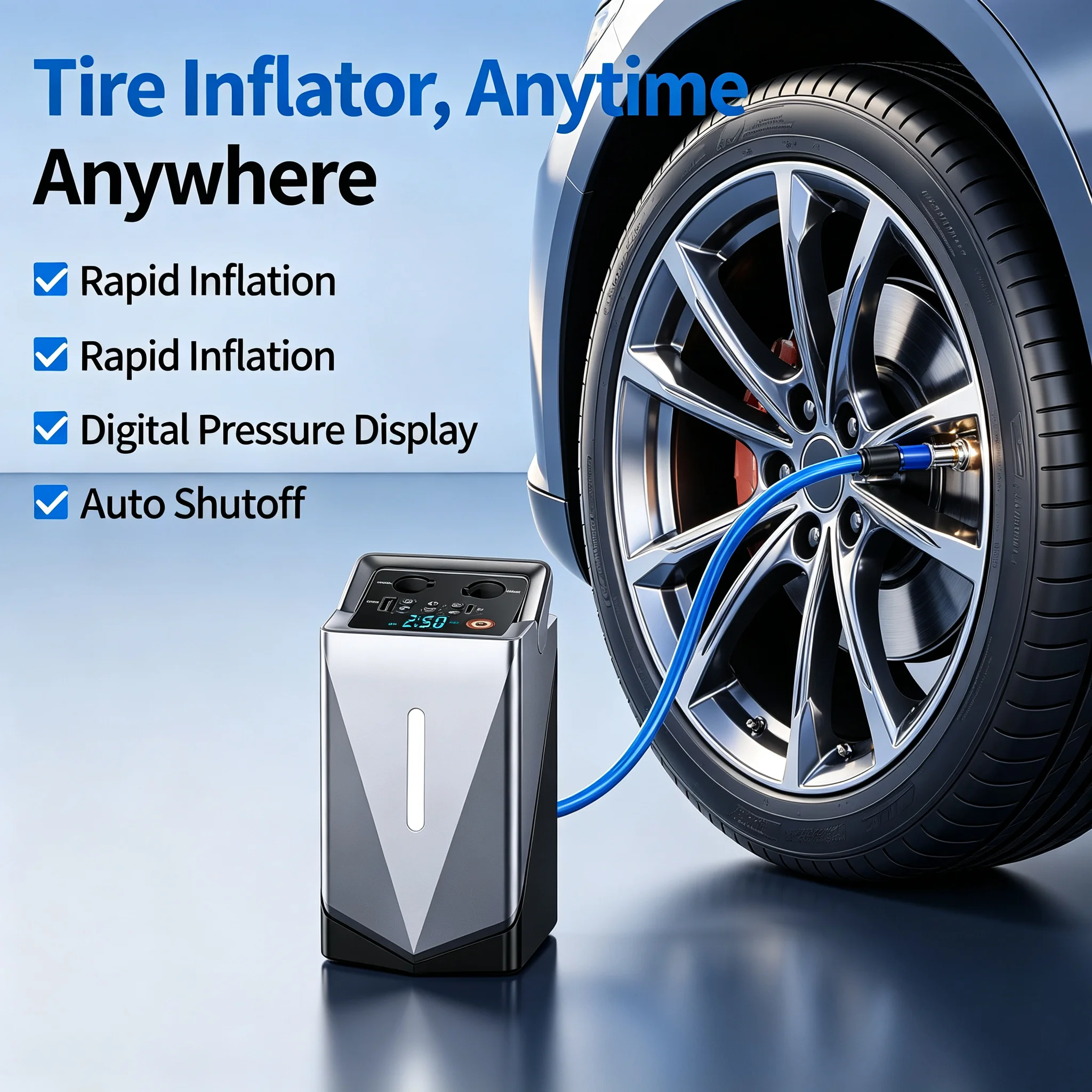 4 in 1 Jump Starter Power Bank 12000mAh High Capacity Multi-Function Air Pump Emergency Battery Booster for Gas&Diesel Cars