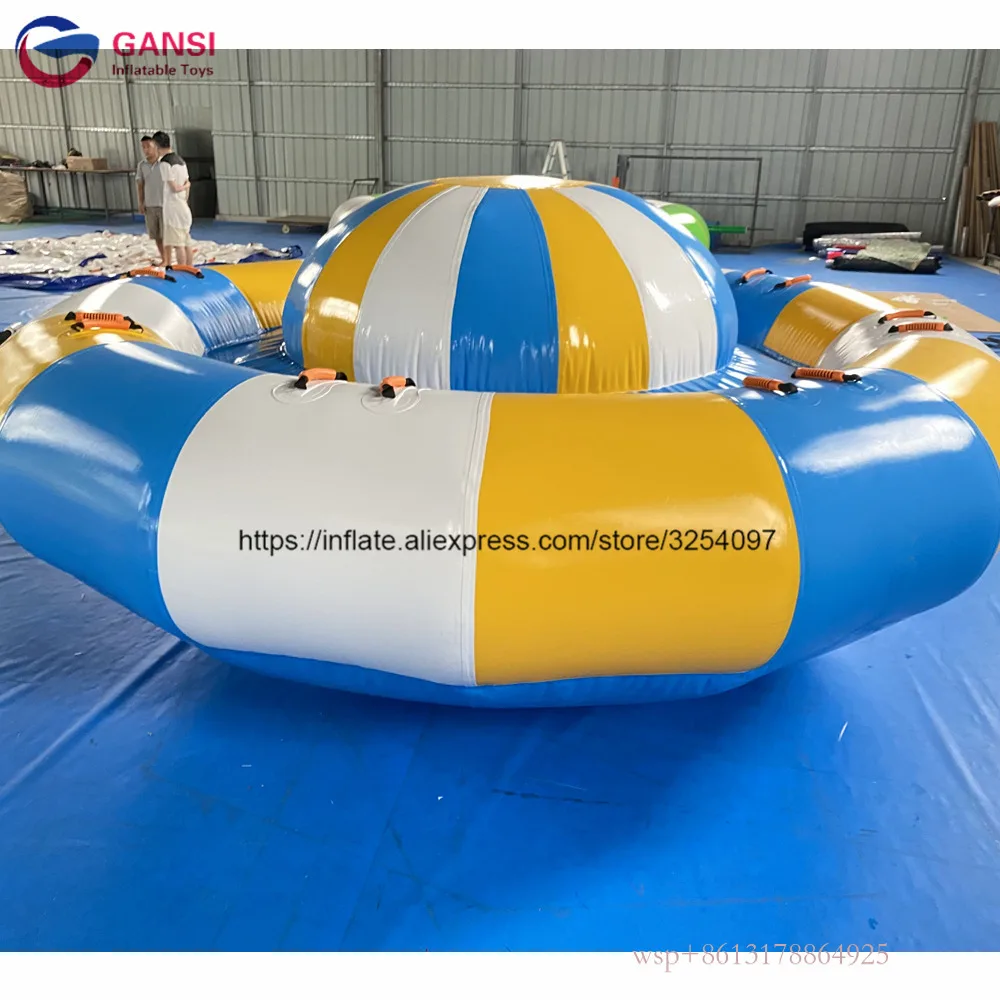 Barco basculante de agua flotante inflable de alta calidad, Saturno de agua inflable volador con rotador