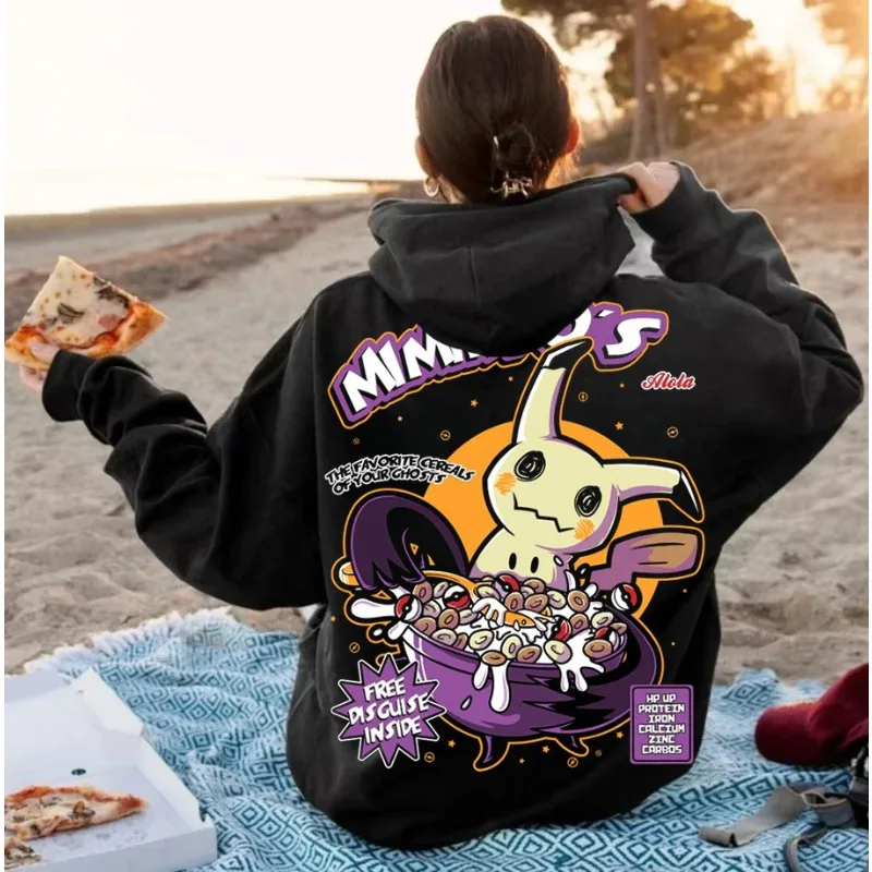 

Толстовка с капюшоном Pokémon Game Halloween Limited для мужчин и женщин, осень-зима 2025, новинка Mimikyu Joint Y2K, большой размер, свободный повседневный свитер, топ