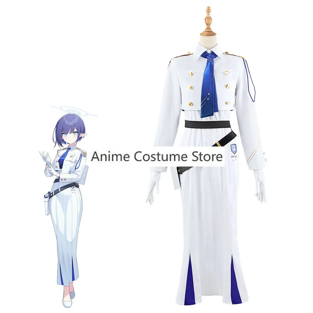 Game Blue Archive Oki Aoi Cosplay Kostuum Hip Wrap Jurk Witte Rok Uniform Pruik Volwassen Vrouw Sexy Carnaval Halloween Pak