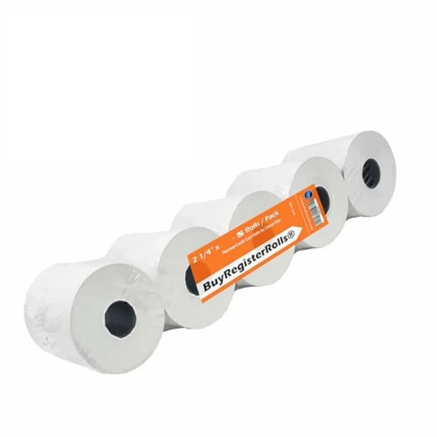 5 Rolls 2 1/4 x 85 Thermal Paper Receipt Rolls 2.25 x 85 ft, POS/Cash Register, Fits All Credit Card Terminals, Verifone VX510