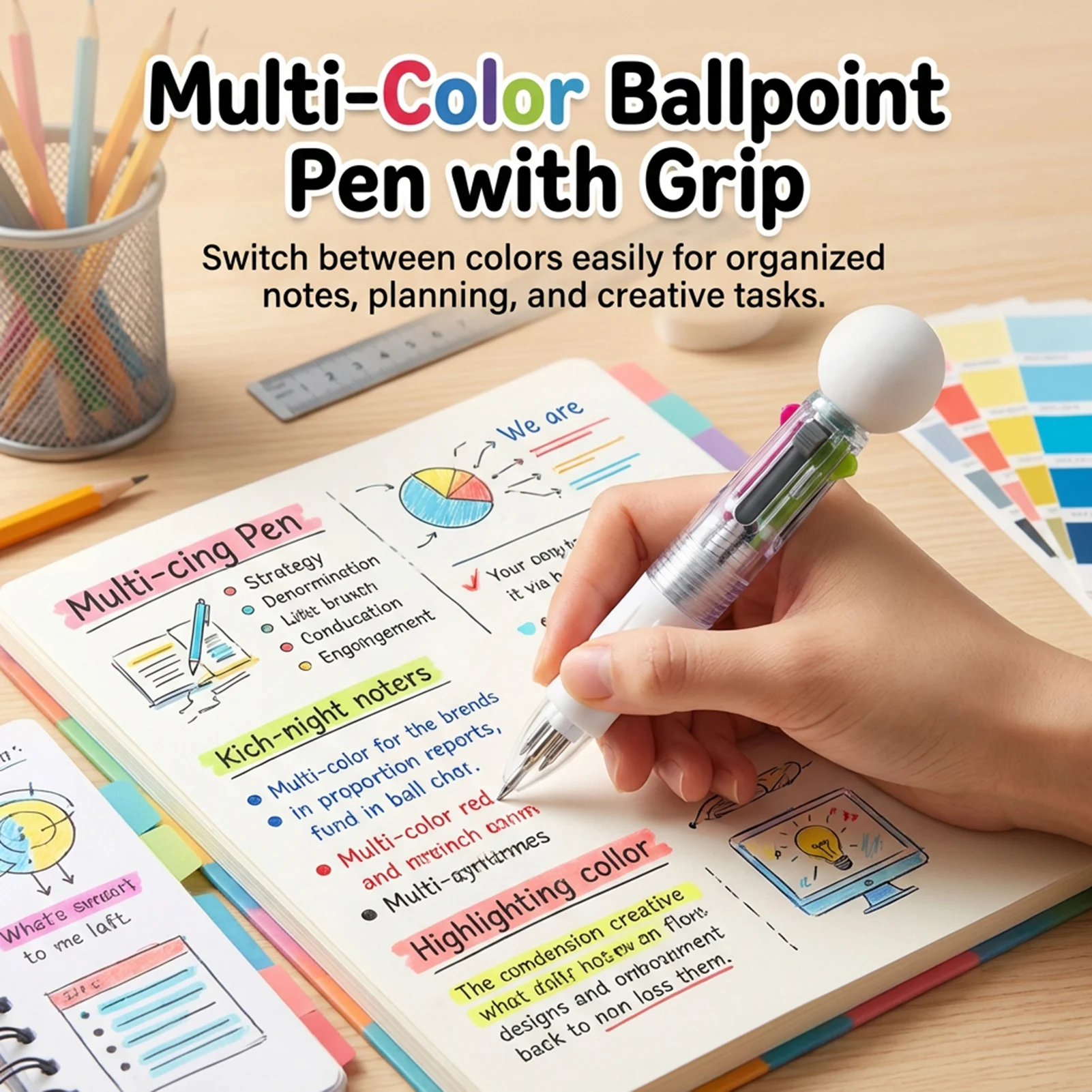 

Cute Ball Series Four-Color Ballpoint Pens Volleyball Basketball Designs Mini Muti-functional Pens School Stationery Supplies