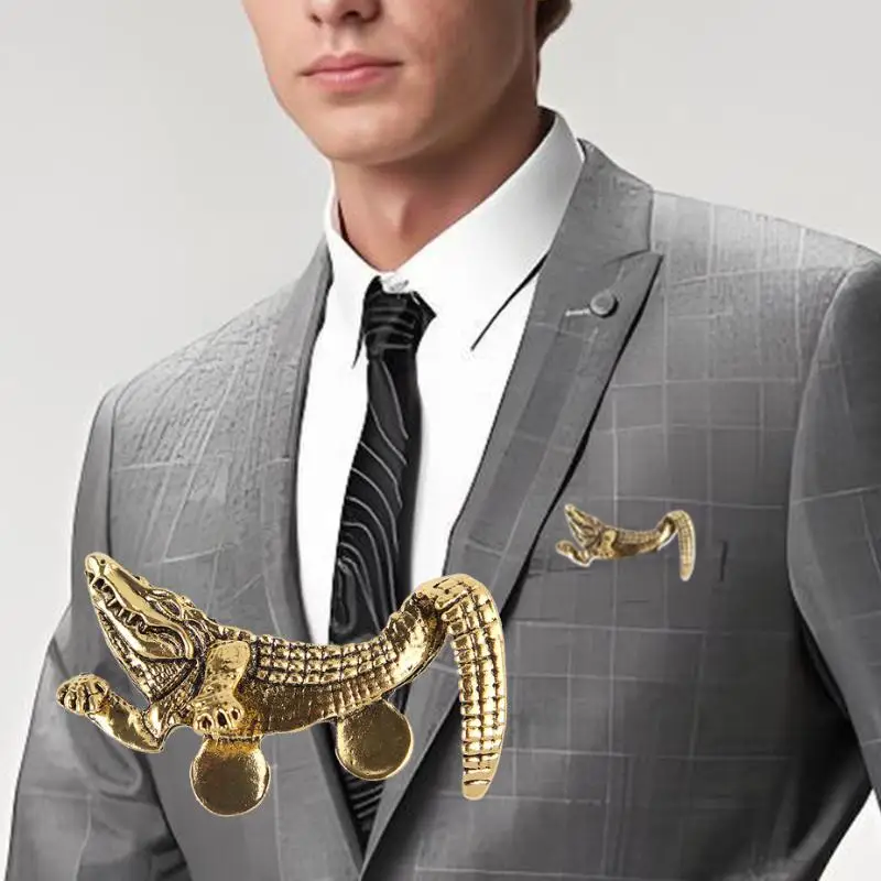 Vintage Animal Crocodile Octopus Shaped Men's Suit Lapel Brooches Pin Classic Accessories For Men Coat Suits