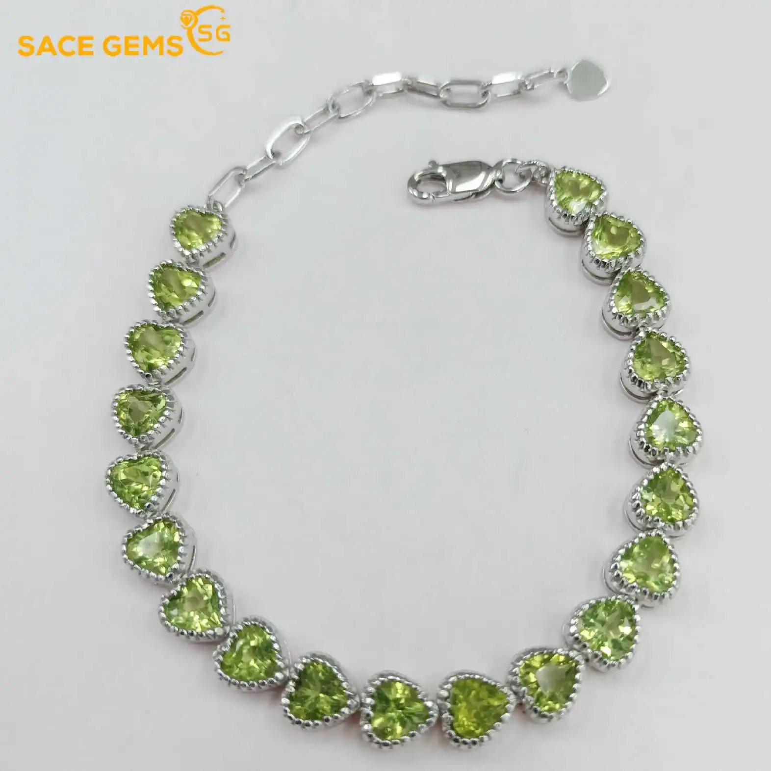 

SACE GEMS New Arrival Trend 925 Sterling Silver Peridot Gemstone Bracelrts for Women Engagement Cocktail Party Fine Jewelry