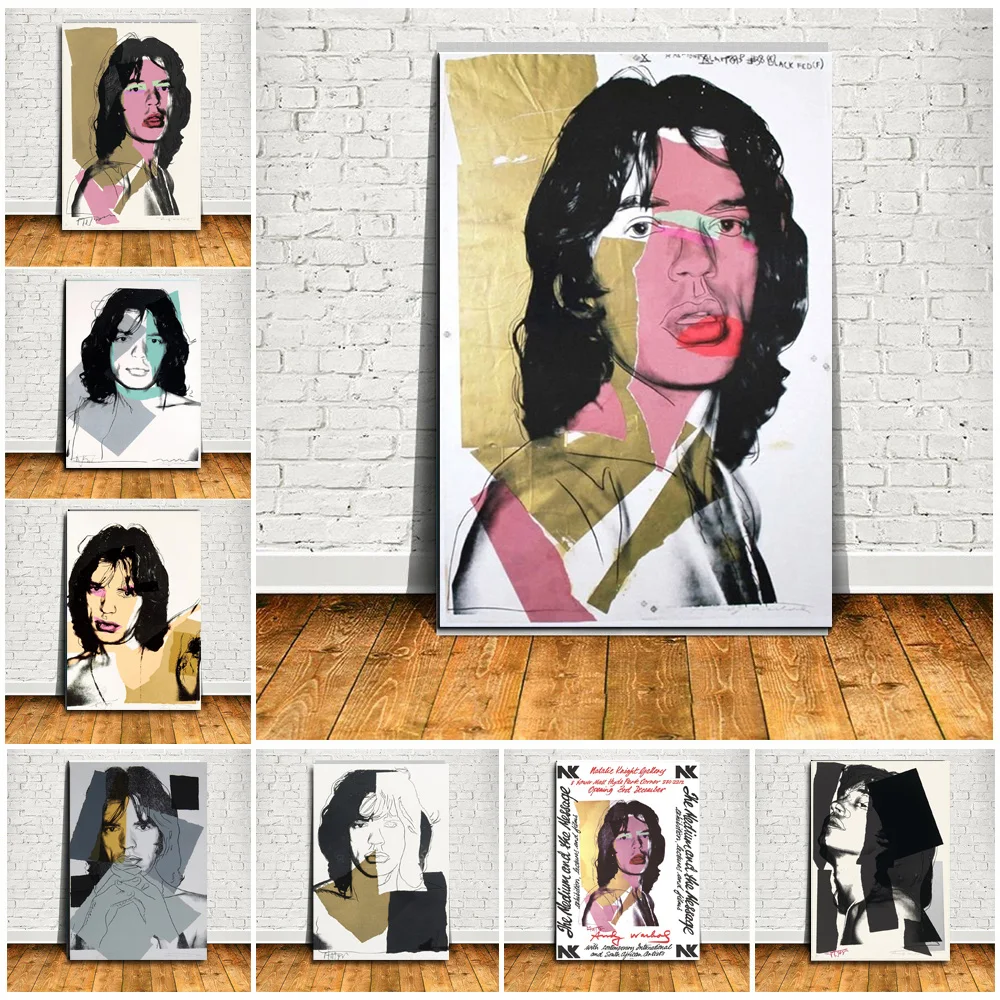 A-Andy Retro W-Warhol Micks Of Jagger Still Life Abstract Poster Prints Canvas Painting Wall Art Picture Living Room Home Decor