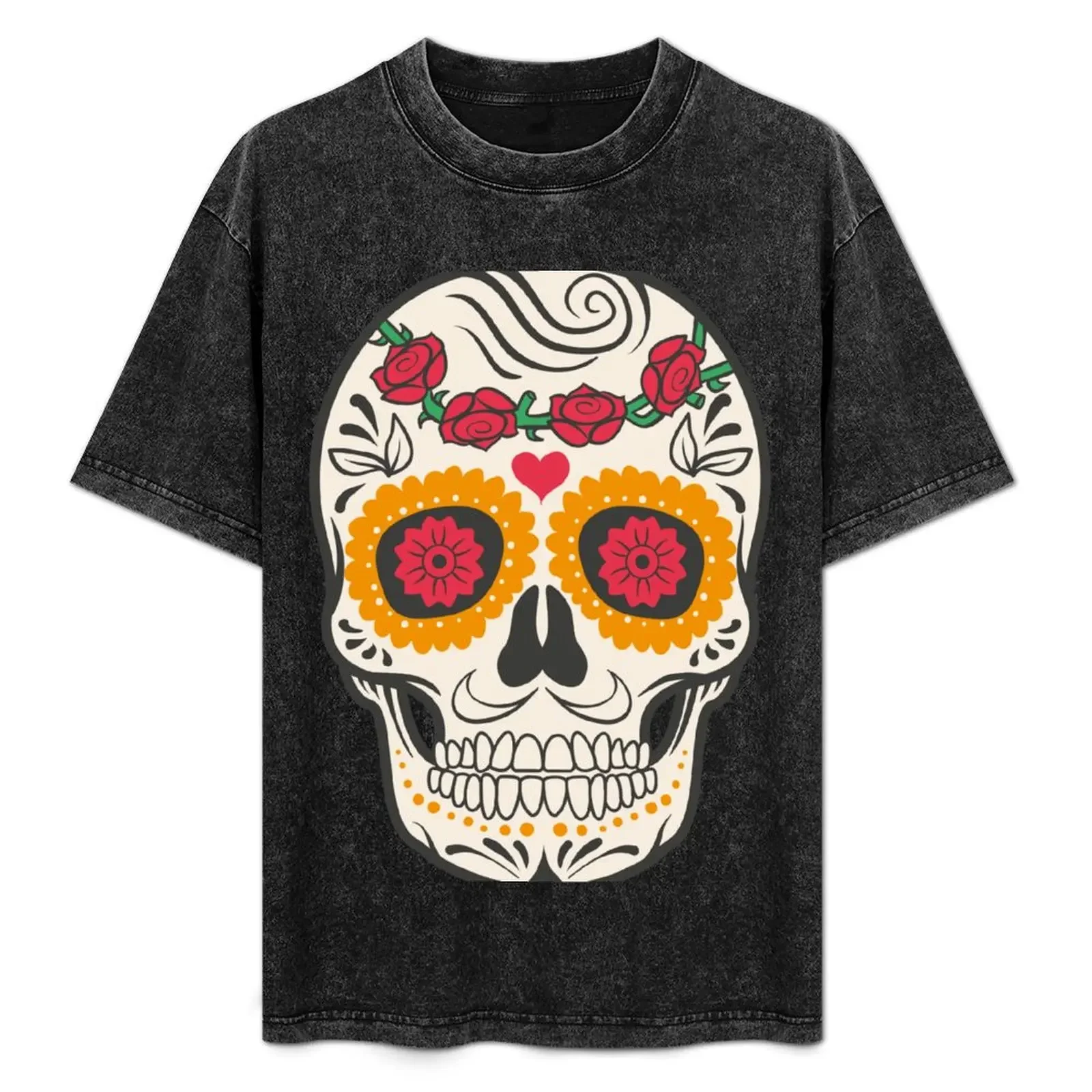 

skull rose T-Shirt Basic Solid Color Short Sleeve T-Shirt