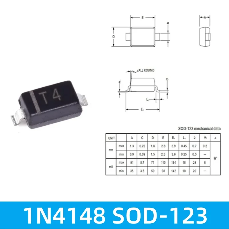 50pcs-3000pcs 1N4148W T4 1N4148WS 1N4148WT SOD-123 323 523 SMD switch diode