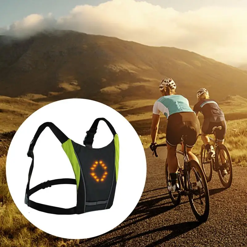 Bicycle Vest Night Hiking Cycling LED Signal Light Indicator Reflective Vest Bike Backpack Safety Turning Signal Lights Vests