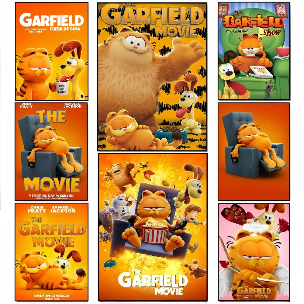 Cartoon Garfield Painting Calligraphy Canvas Poster Wall Art for Living Room Bedroom Study Office Home Decor Gift