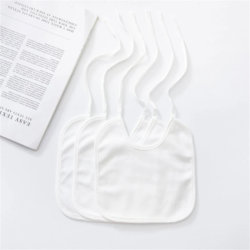 White Cotton Baby Bibs for Painting, Pack of 10pcs Drool Bib Adjustable Strap Burp Cloth Waterproof Saliva Towel Set 85LE