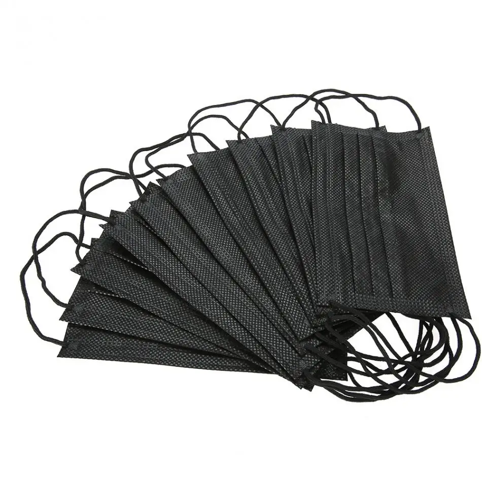 50pcs Disposable Black Non Woven Mask 3 Layer Ply Dust Breathable Eyebrow Tattooing Medical Masks Tattoo Accessories Supplies