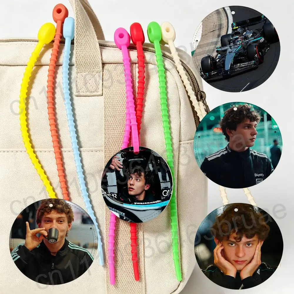 

Black style racing car Kimi Antonelli Round Airplane Pattern Luggage Tag Portable Address Tag Backpack Pendant Travel Accessory