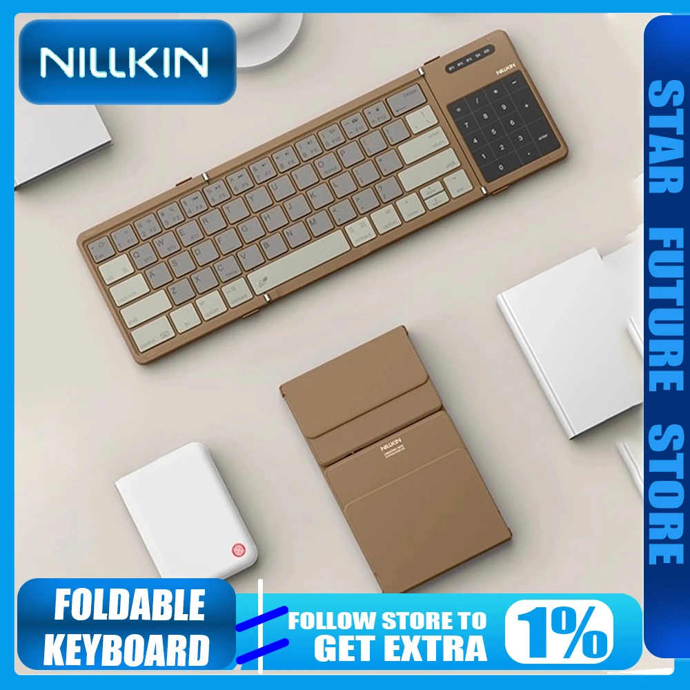 

Складная клавиатура Nillkin, Bluetooth, беспроводная портативная трекпад, небольшой мобильный телефон для набора текста, ноутбук, специальная трехкратная клавиатура