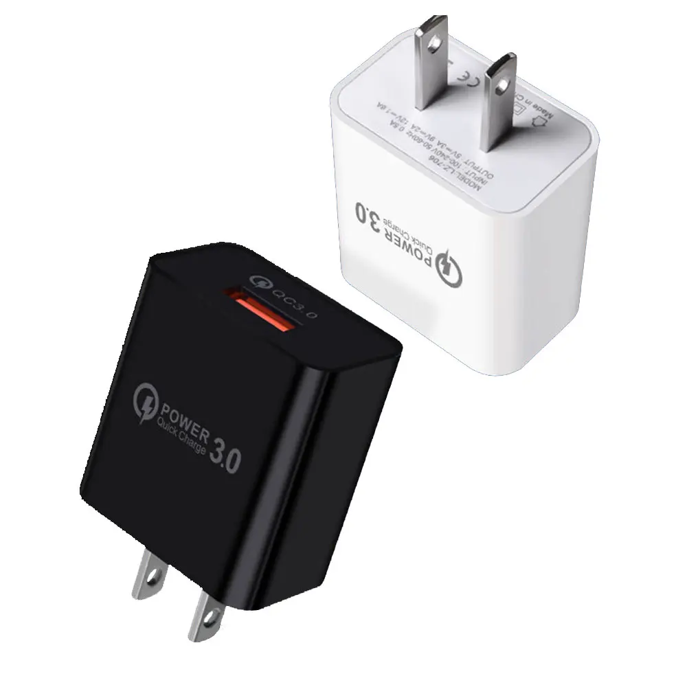 Portable Travel Charging Head USB Port Fast Charging Adapter US/EU Plug Charger QC3.0 for Smartphone Earphone Fan #Black White