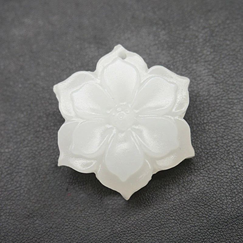 Natural Chinese White Jade Rich Flower Pendant Hand-carved Ladies Flower Necklace Fashion Luxury Jewelry Girlfriend Mom Gift