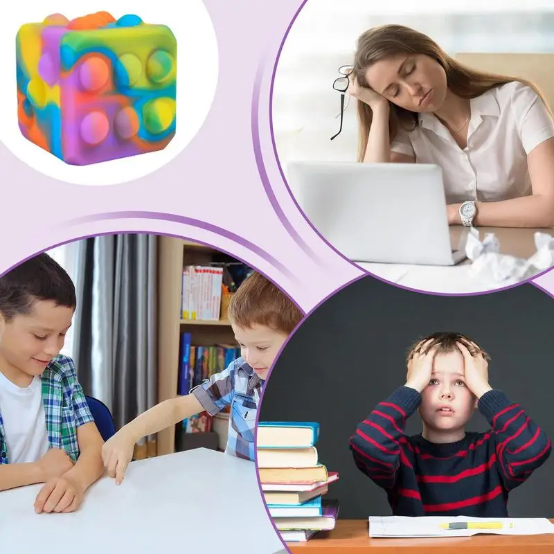 Bubble Dice Stress Toys Pop Sensory Toys For Stress Relief Silicone Pop Bubbles 3D Dice Shaped Squeeze Stress Toys Venting Toy