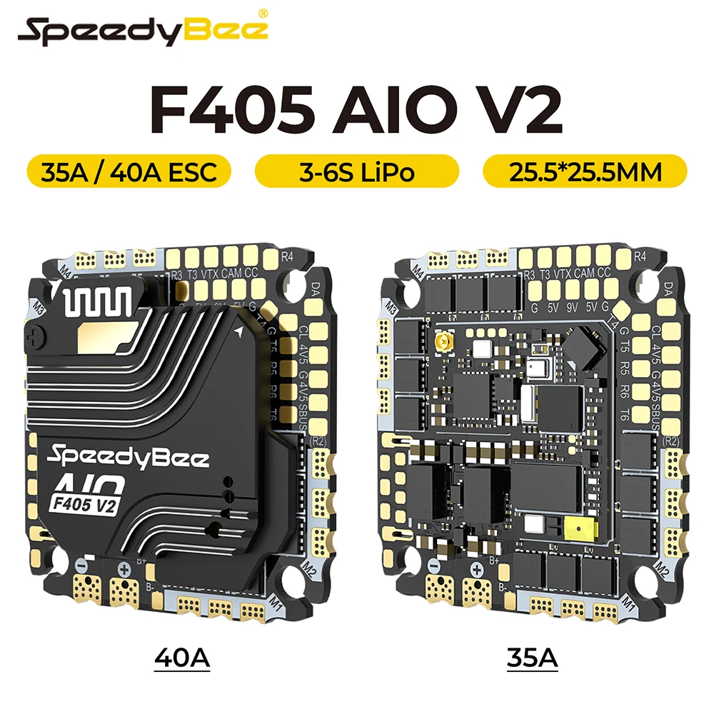 Controlador de vuelo SpeedyBee F405 AIO V2 35A 40A 3-6S Soporte dual BEC Unidad de aire DJI O3 O4