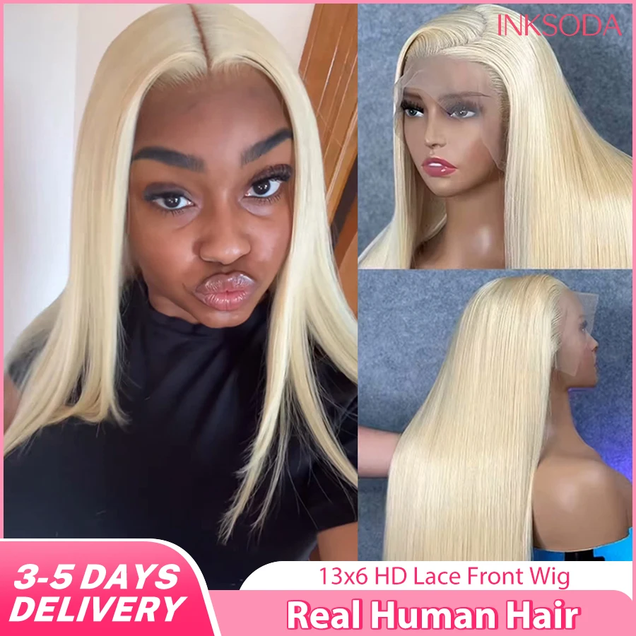 

# Накладной парик 613 13X6 HD Lace Frontal из натуральных прямых волос, 38 дюймов, 13x4, цветной блонд, с предварительно выщипанной линией роста волос