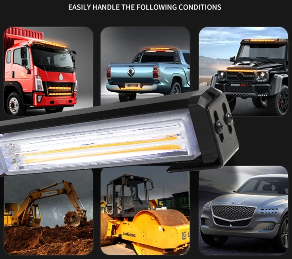 COB Amber Signal Light LED Traffic Adviser Car Emergency Strobe Lights Bar Yellow Red Blue Vehicle Flash Beacon 12V 24V