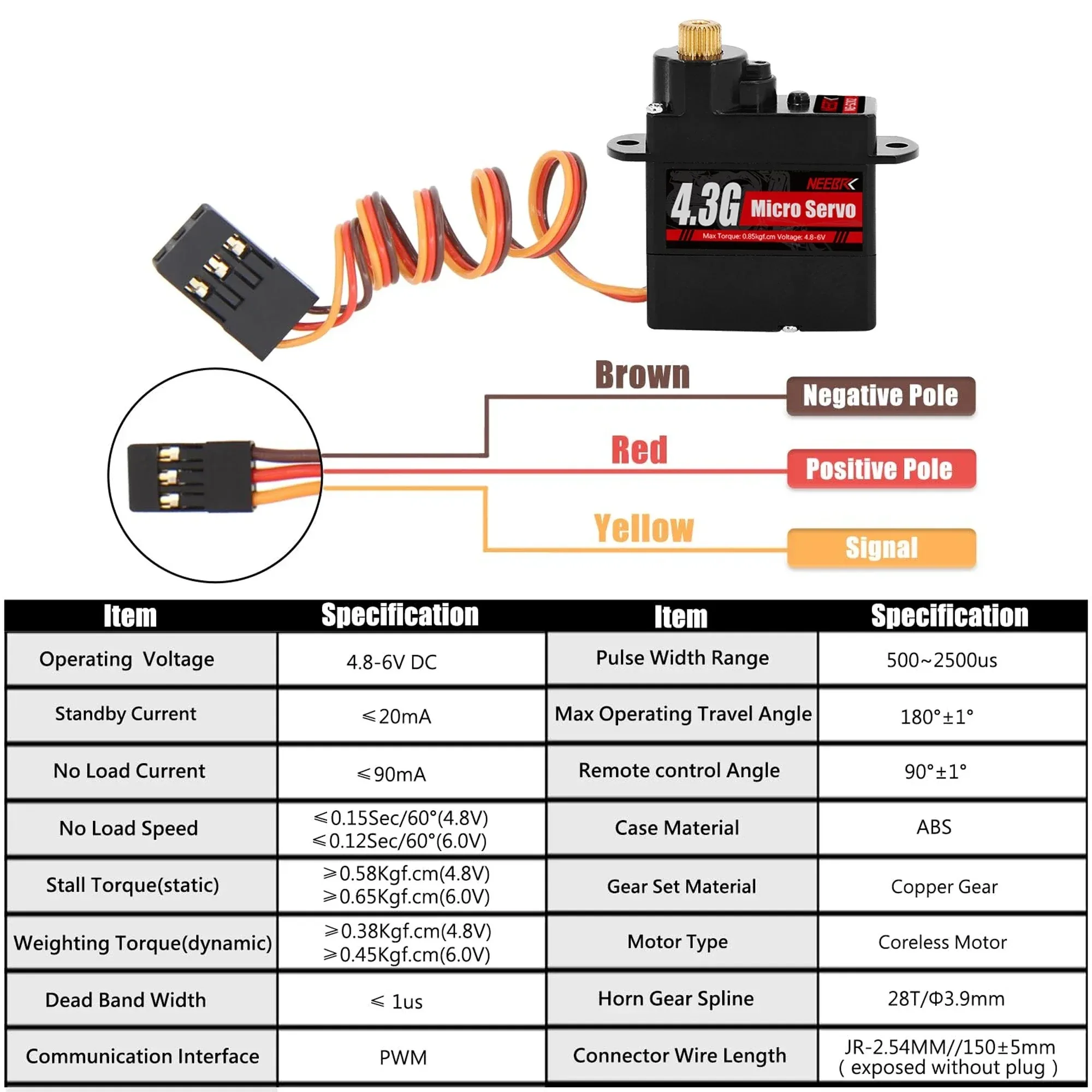 NEEBRC 4.3g Mini Micro Servo Digitale Metal Gear voor RC Auto Helikopter Drone Vliegtuig Vaste vleugel Vrachtwagen Boot robot Speelgoed Accessoires