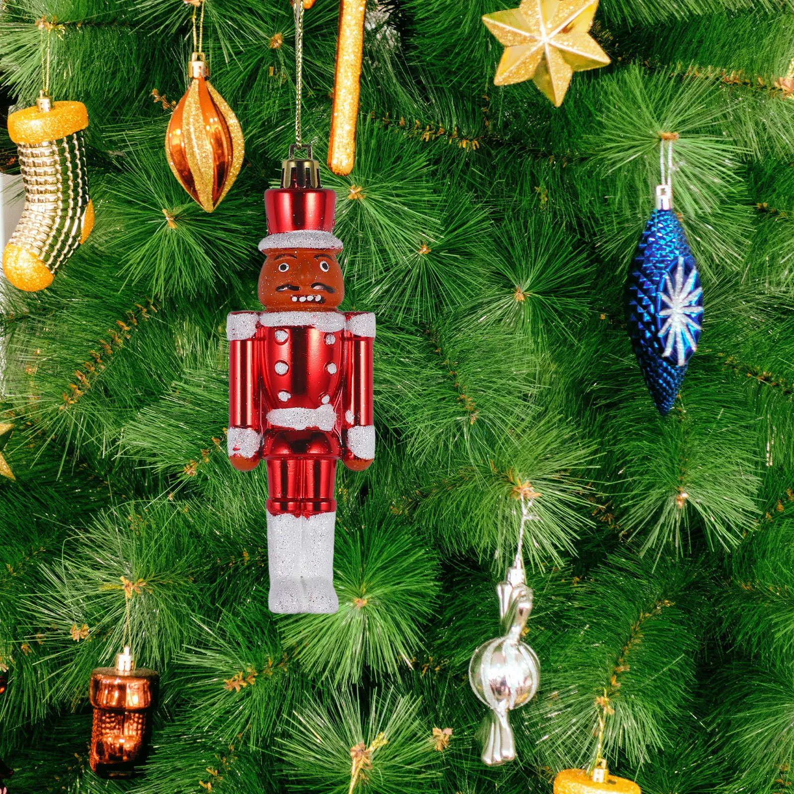 

3Pcs Christmas Nutcracker Hanging Ornament Plastic Craft Decor for Xmas Tree Wall Photo Background Indoor Outdoor Holiday Party