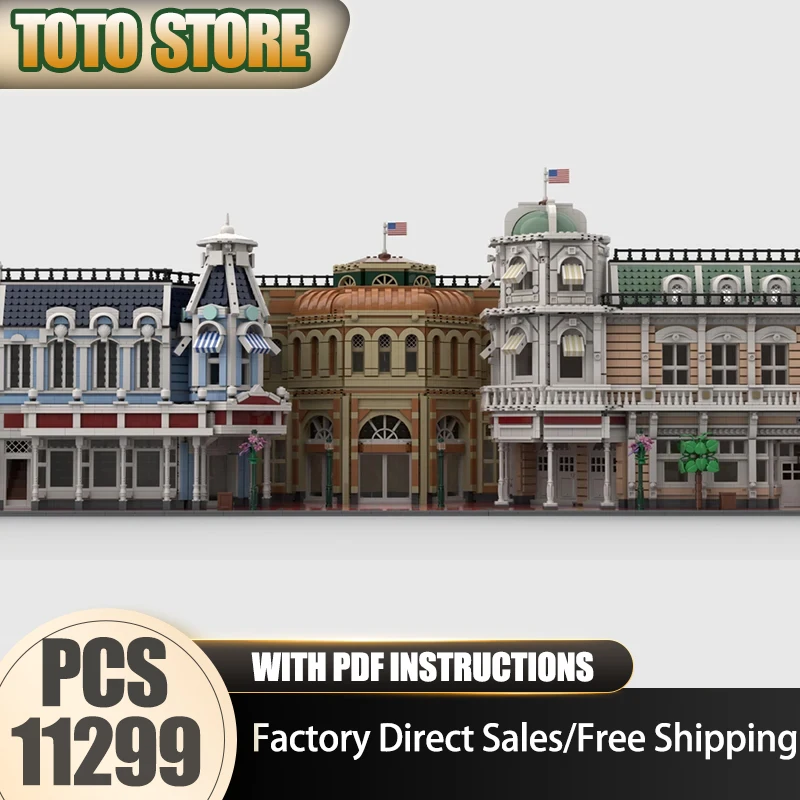 

Moc Building Bricks Magic Kingdom Main Street Series Technology Modular City Street View Model Blocks DIY Assembly Toy Gifts