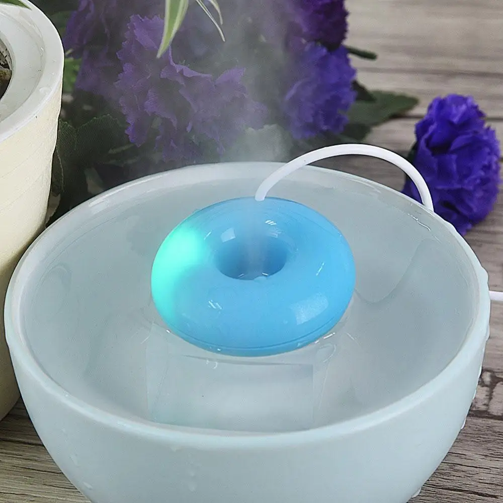 HOMEFISH Mini Donut Shaped USB Humidifier Negative Ion round Desktop Air Purifier Home Office Donut Steam Diffuser Mini Sprayer