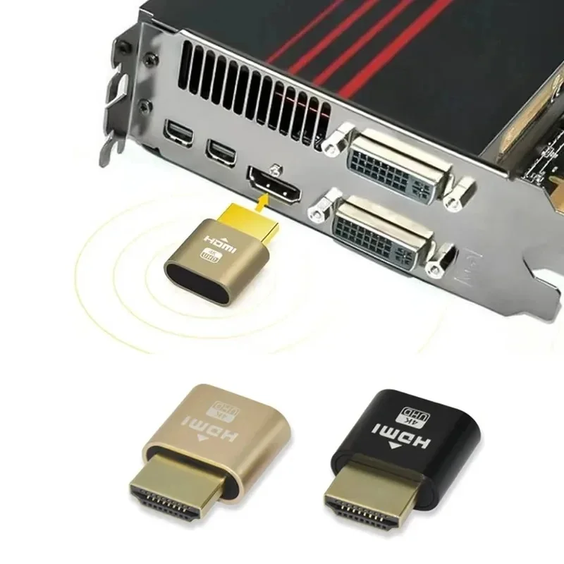 1-6Pcs HDMI Virtual Display Adapter DP DVI VGA Display Emulator Dummy Plug Headless Ghost Display Emulator Video Card Lock Plate