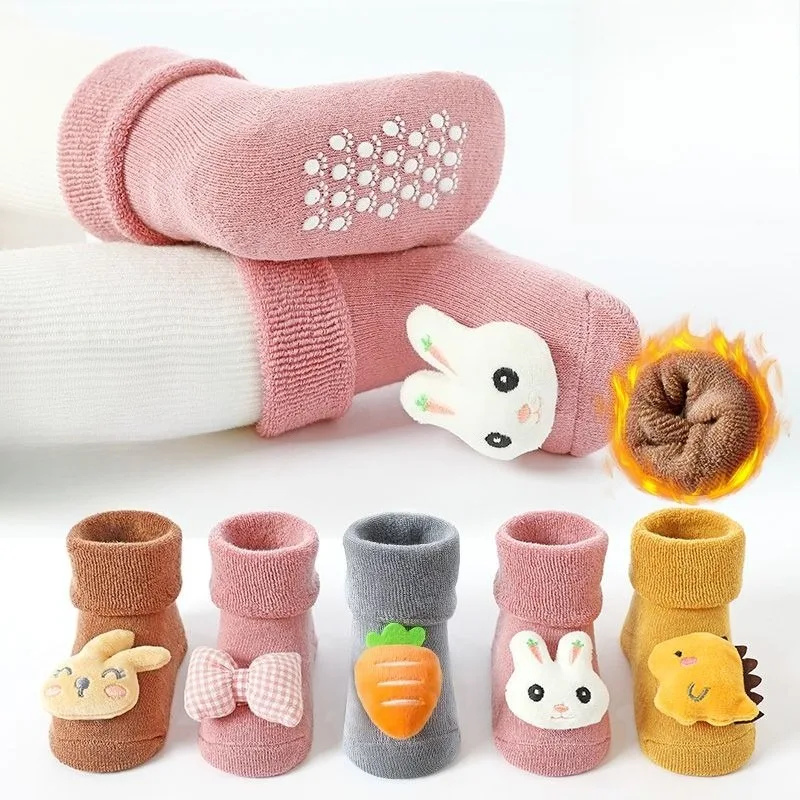 Calcetines de Algodón Grueso para Bebés Recién Nacidos, de 0 a 3 Años, Cálidos para Invierno, Unisex, Antideslizantes