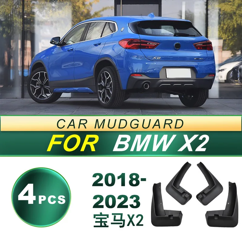 For BMW X2 2018 2019 2020 2021 2022 2023 Mud Flaps 4Pcs Soft Rubber Splash Guards Anti Splash Protection Sporty Design Fit