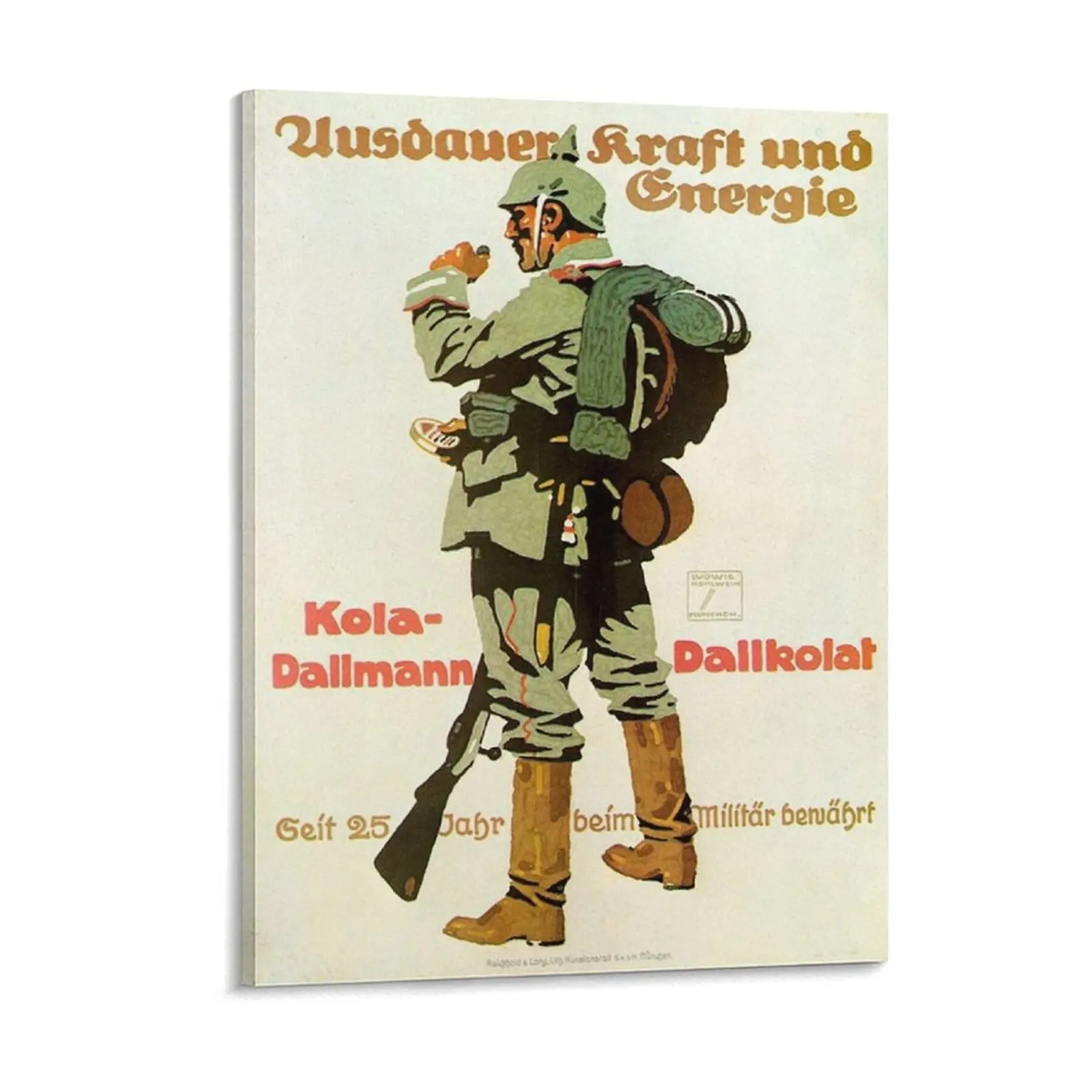 

German Soldier Ww1 Ad For A Kola Drink Canvas Painting Pub Cinema Garage Decoration Designing Framed Wall Painting