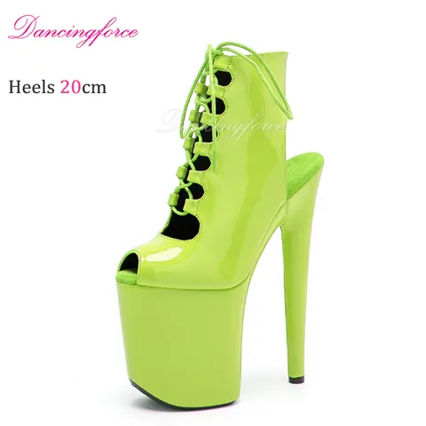In stock Sexy 20cm 8" Super High Heels Platform Stripper Ankle Boots Roman Gladiator Pole Dance Shoes Women
