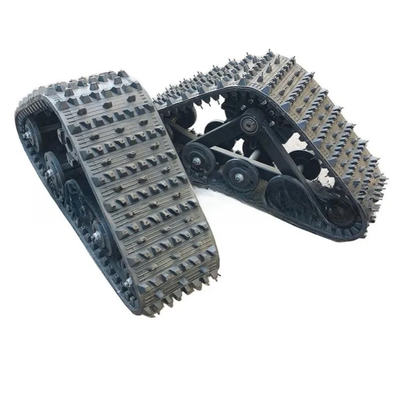Modified four-wheel snowmobile Daniel ATV accessories enlarged, triangular crawler sleigh board