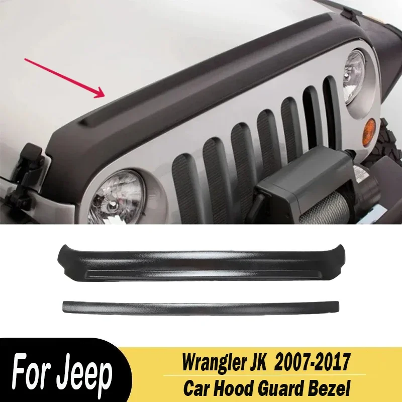 For Jeep Wrangler JK 2007 20008 2009 2010 2011 2012 2013 2014 2015 2016 2017Car Hood Guard Bezel Protector Kits