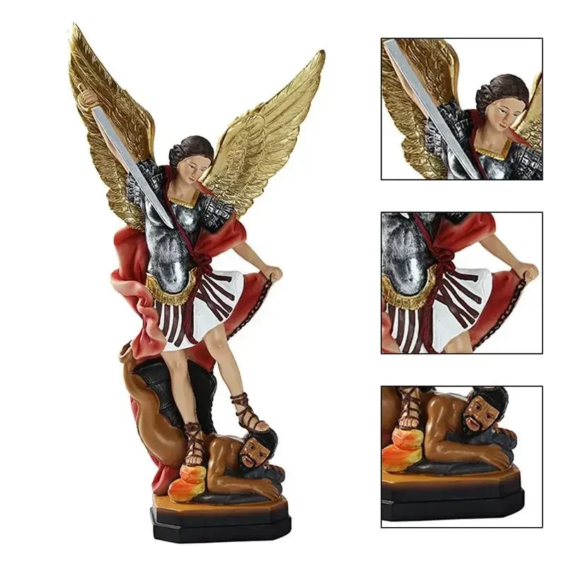 San Miguel Arcangel Statue St Michael Statue In Bronzed Resin Saint Michael Statue Of Heaven Defeating LuciferFor Collection