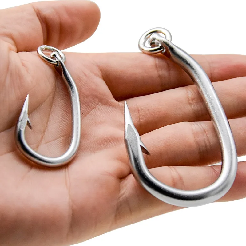 

Stainless Steel Shark Hooks 2144SS Tuna Hooks with Ring Barbed TUNA Hooks Seawater Corrosion Resistant Sea Fishing Boat Fishing