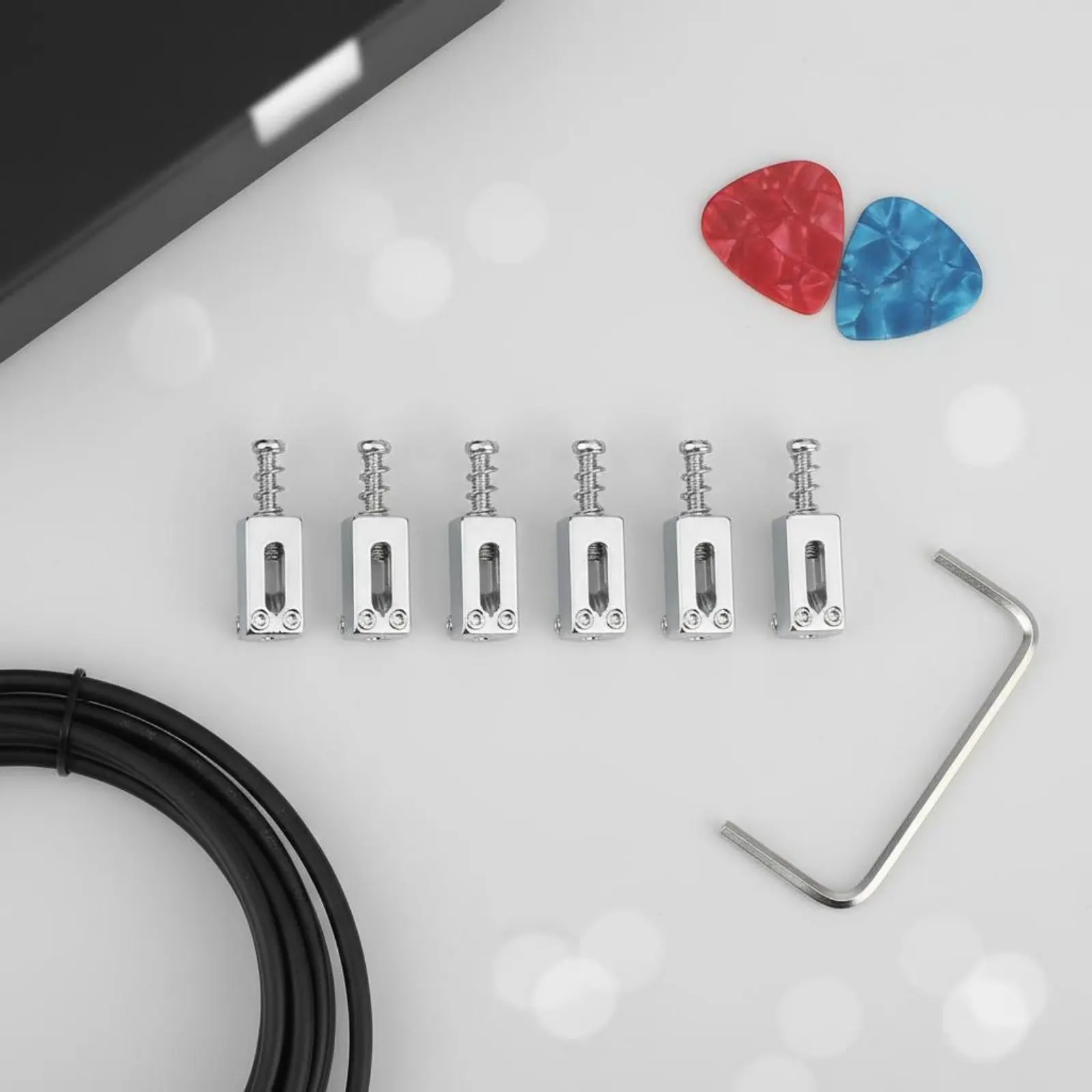 

6 Pieces Electric Type Guitar Saddles Precise Intonation Electric Guitar Bridge Saddles Improves Sustain for Guitarists