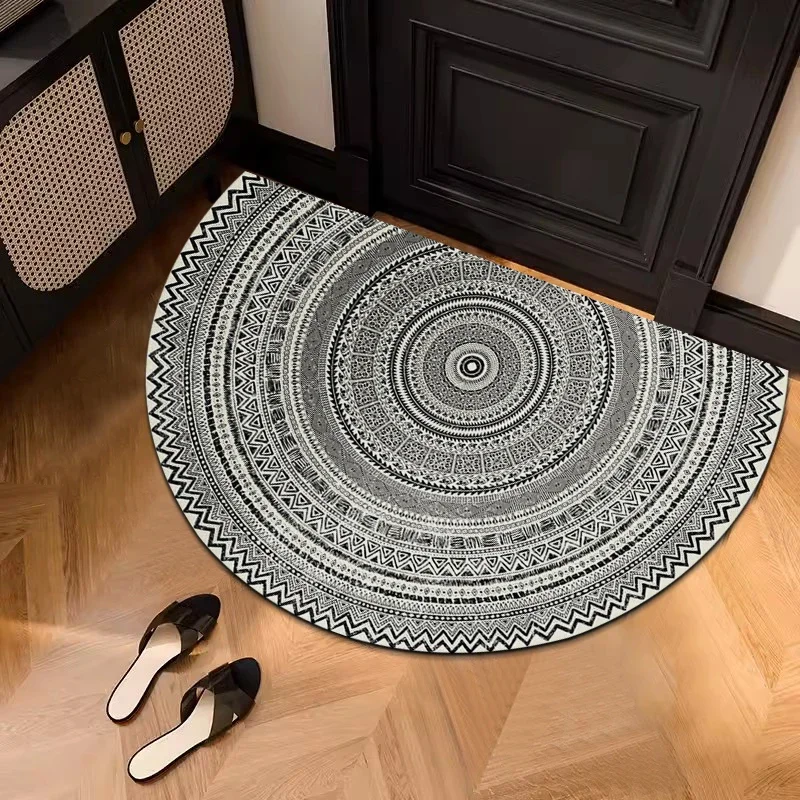 Semicircular Door Mat Round Rug Retro Carpet Living Room Coil Entrance Doormat Bedroom Kitchen Foot Mats Tapis Entrance Mat